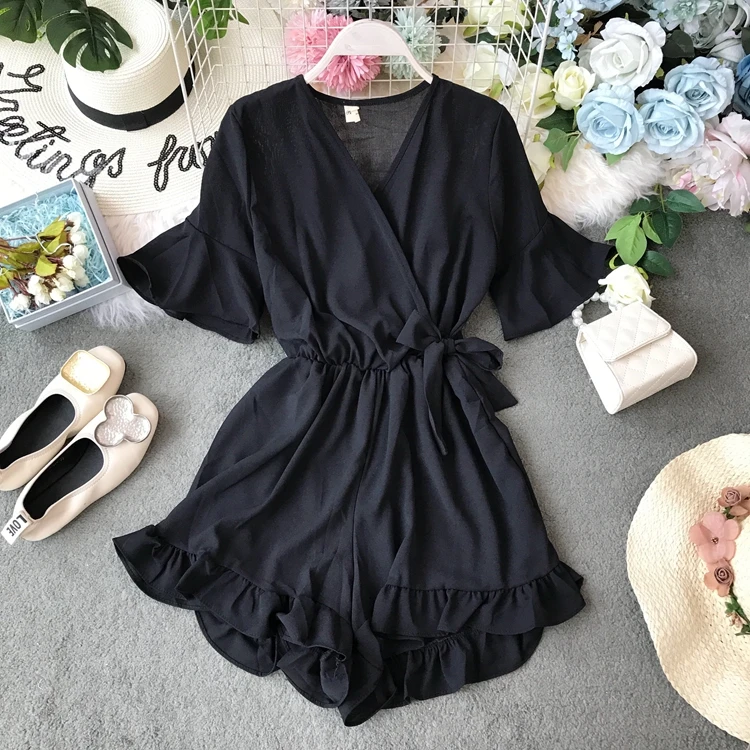 Комбинезон с воланом 2019 новые модные женские комбинезоны летние пляжные v