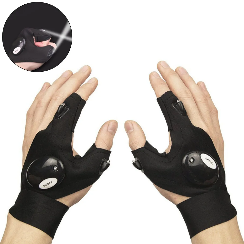 1 пара светодиодный фонарик перчатки на открытом воздухе для рыбалки ремонт