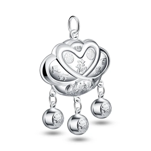 Серебро 925 пробы с подвеской в китайском стиле для женщин. Однотонный серебряный