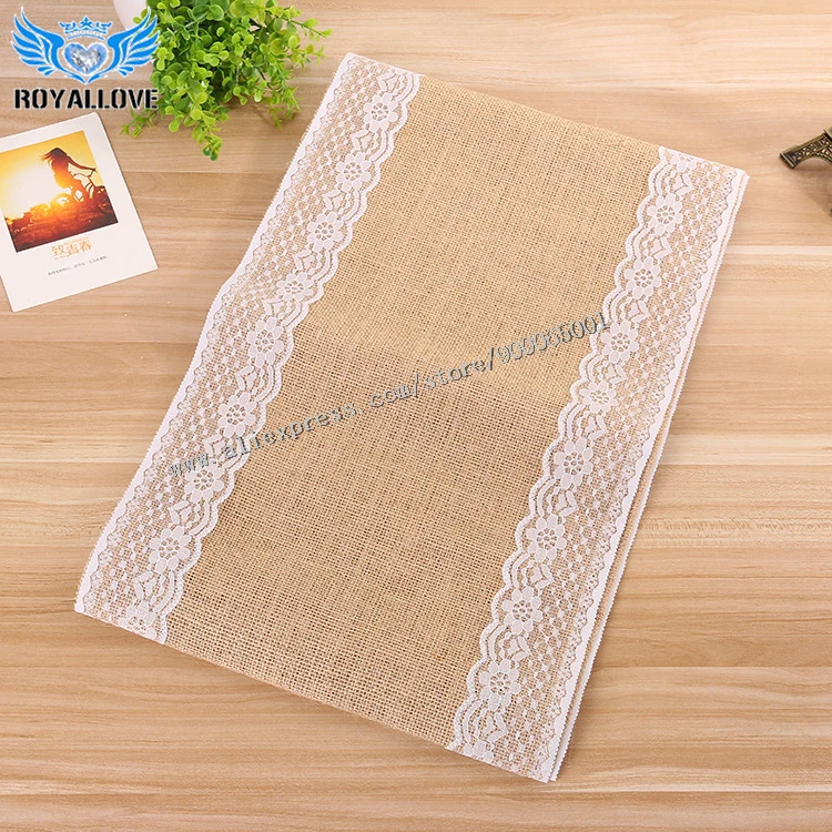 30cmW *275 cm L width Burlap Lace Table Runner Rustic Vintage Country Garden Wedding Reception Farmhouse Decoration | Дом и сад