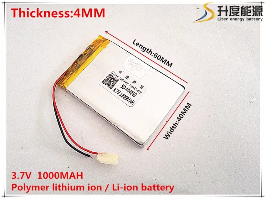 

1pcs [SD] 3.7V,1000mAH,[404060] Polymer lithium ion / Li-ion battery for TOY,POWER BANK,GPS,mp3,mp4,cell phone,speaker