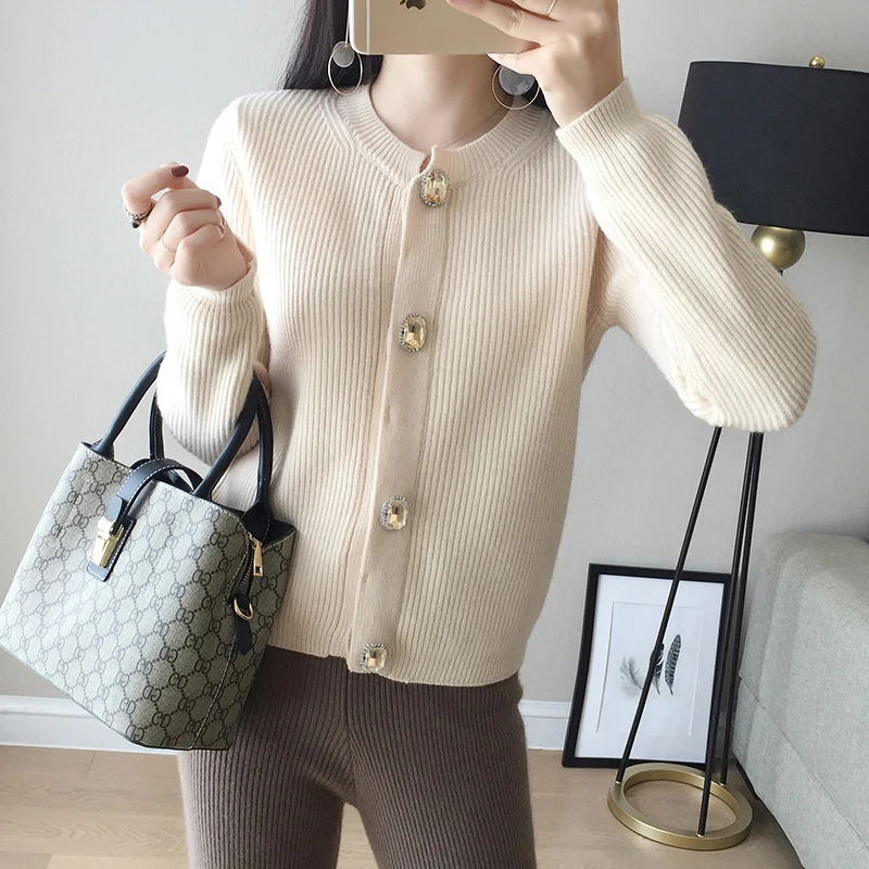 2018 новый вязаный кашемировый смешанный женский свитер кардиган осень зима