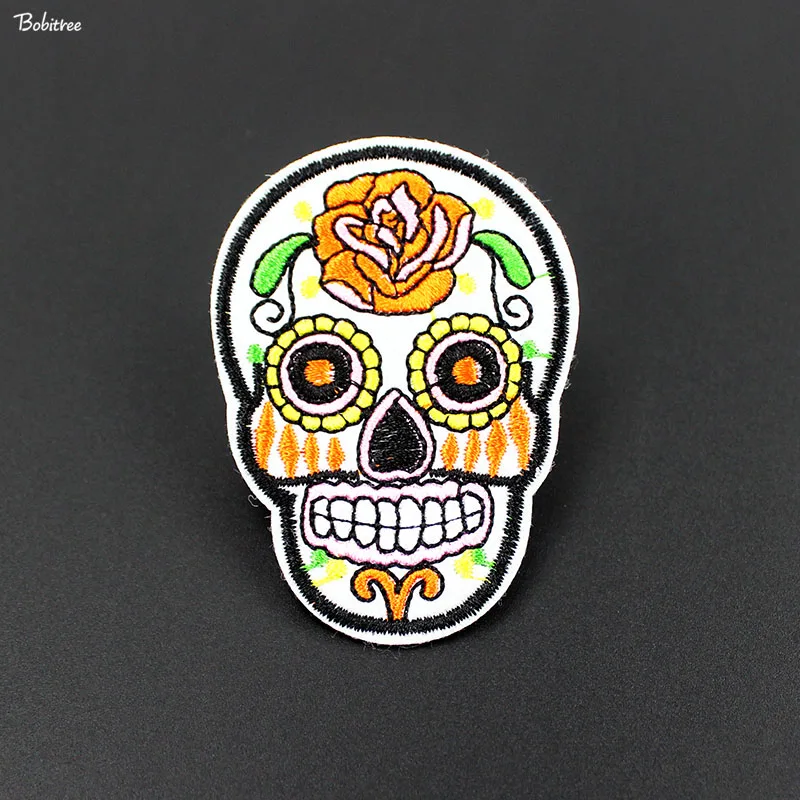 Модные Белые нашивки Bobitree с черепом термоклейкие значки для куртки джинсов