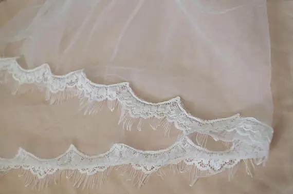 1 ярд цвета слоновой кости с кружевной отделкой для свадебной вуали цветочным