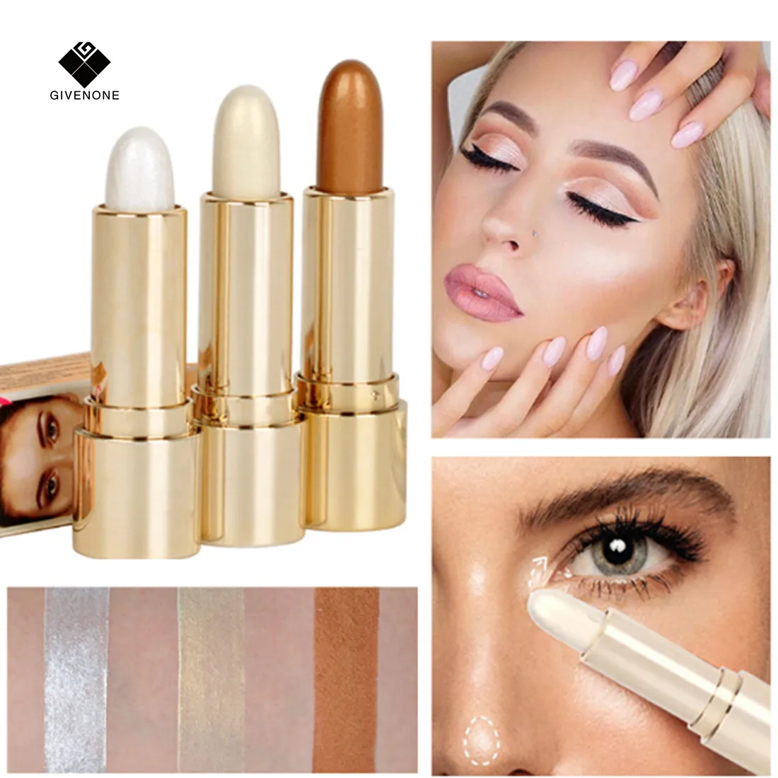 GIVENONE Shimmer хайлайтер Bronzer Stick Make Up Осветляющий контурный Макияж для лица тональный
