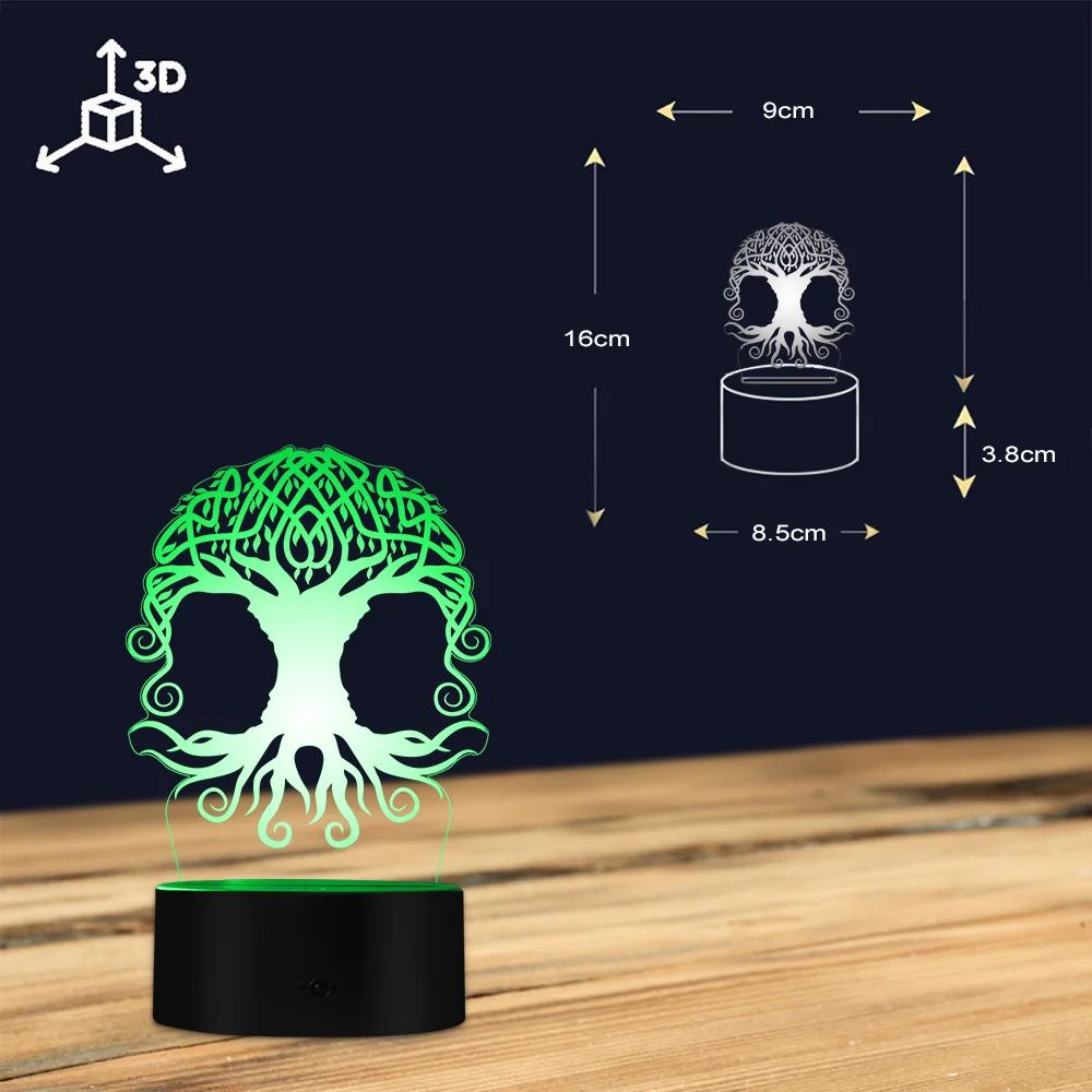 Светодиодный ночник с кельтским деревом жизни 3D ночная лампа оптической