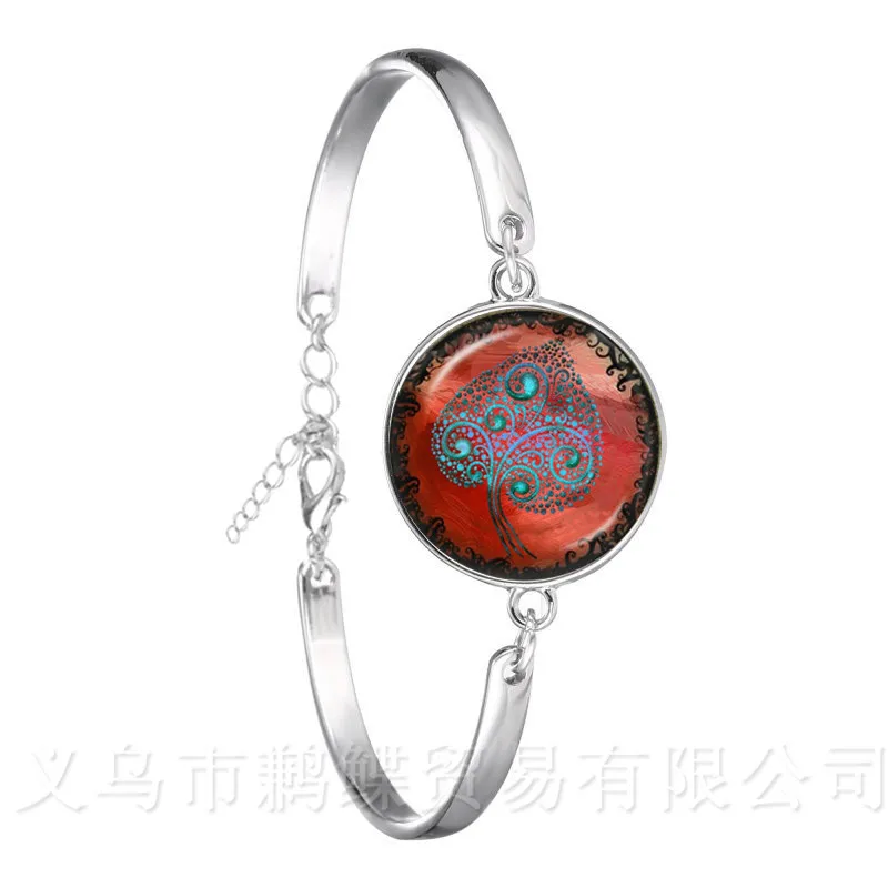 Горячая распродажа винтажный Древо жизни стеклянный браслет из кабошона для