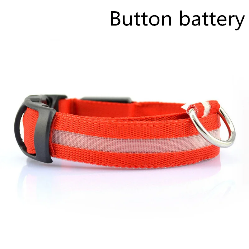 Battery Red Светодиодный ошейник для собак, USB Перезаряжаемый светильник, ошейник для домашних животных, регулируемый нейлоновый мигающий светящийся ошейник для щенков, товары для защиты от потери - Цвет: Battery Red