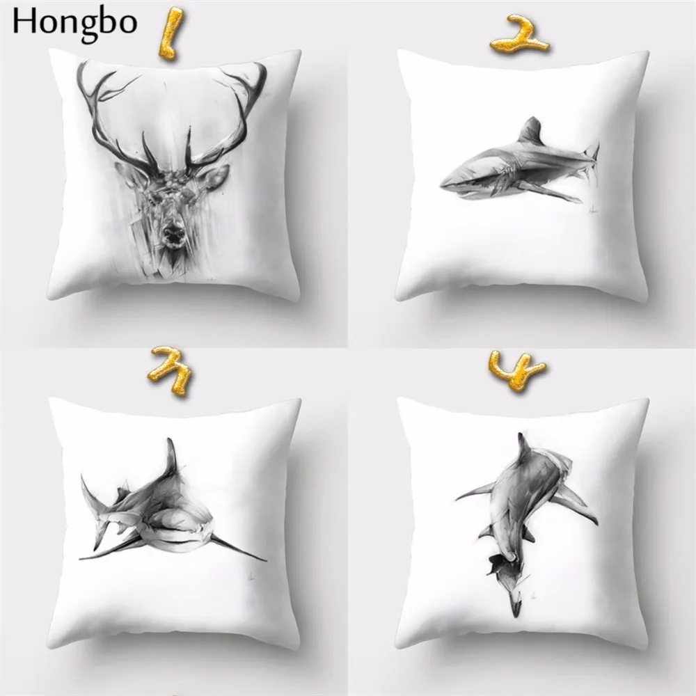 Hongbo 1 шт. олень Акула медведь Осьминог Череп Печать Подушка Чехол Наволочка