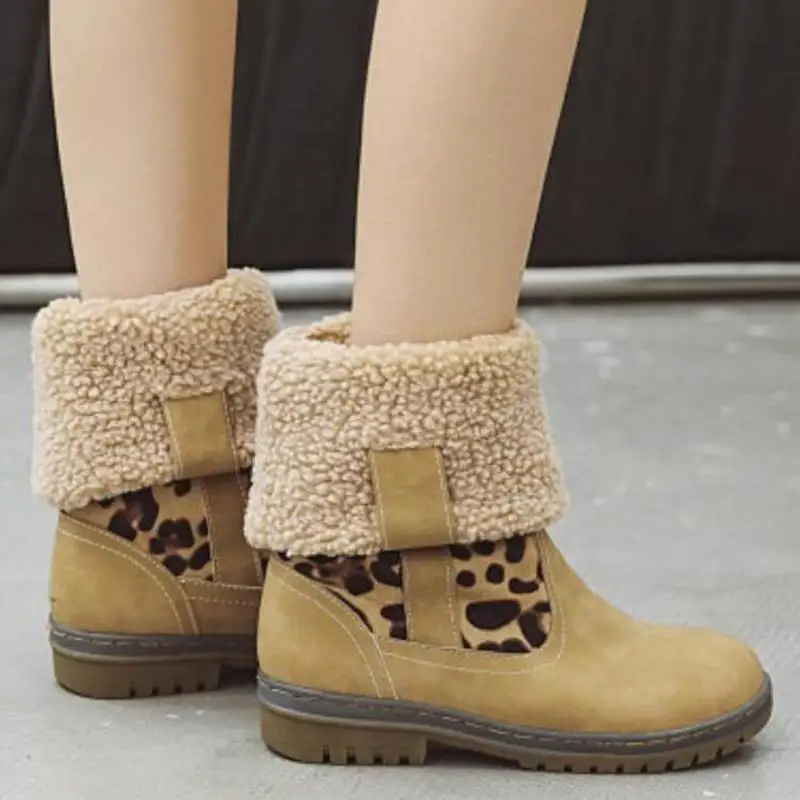 Женские ботильоны на толстом низком каблуке Сезон осень-зима Теплые