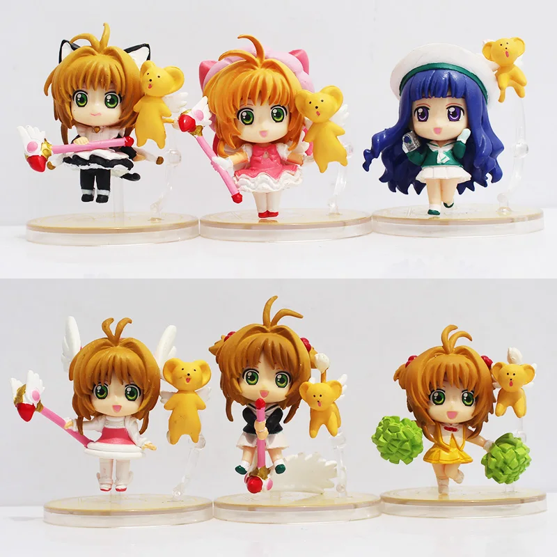 Аниме Cardcaptor фигурки Сакура Kinomoto Sakura Daidouji Tomoyo ПВХ экшн Фигурки игрушки 6 шт./компл. 2