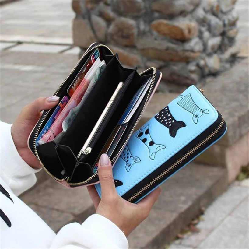 Aelicy Fashion Long Wallet Cartoon Cute Cat Women Girls PU Leather Card Holders Money Bag Change Purse Coin Phone Pocket | Багаж и сумки
