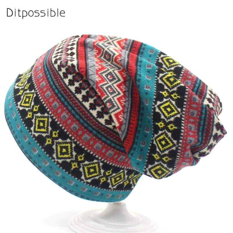 Женская хлопчатобумажная шапка gorro осенне зимняя с принтом|Женские Skullies и