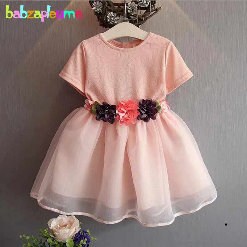 

Summer Brand Kids Clothes Baby Girls Princess Dress Flower Waistband Wedding Party Toddler Girl Dresses Children Clothing BC1349
