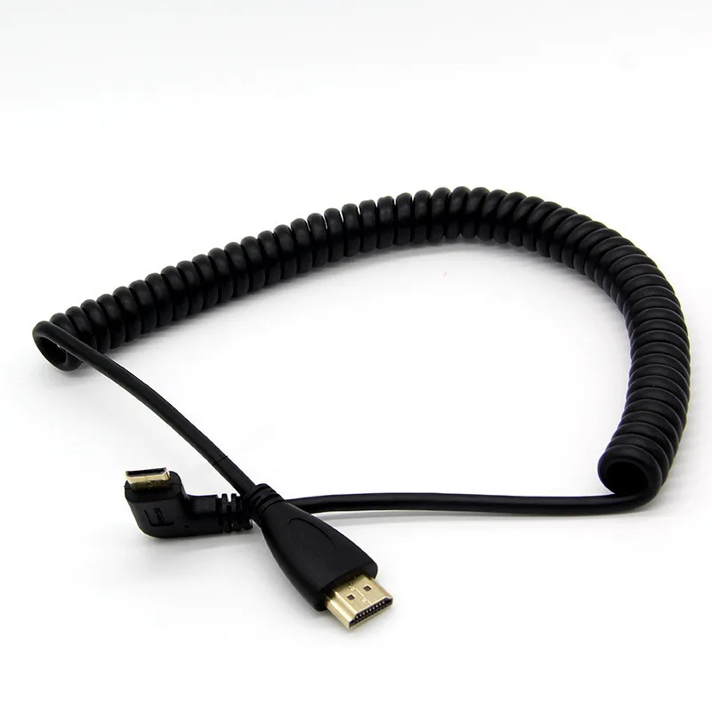 Micro HDMI Mini HDMI 90 градусов угловой штекер к HDMI растягивающийся пружинный кабель спиральный Разъем