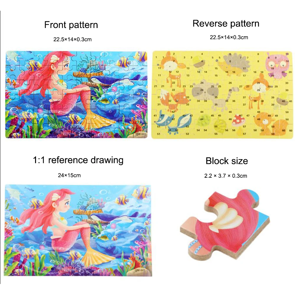 

60pcs/Set Wooden New Puzzle Kids Toy Cartoon Jigsaw Puzzles Child Early Educational Learning Toys