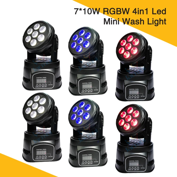 

6Pcs/Lot 7*10W LED Mini Moving Head Wash Light 4in1 RGBW Stage Dj Light