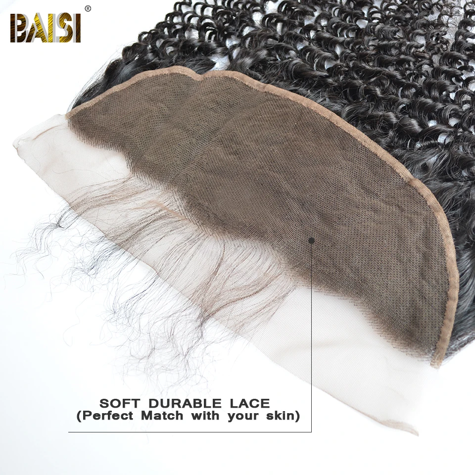 Волосы BAISI перуанские натуральные волосы вьющиеся кружевные фронтальные 13x4