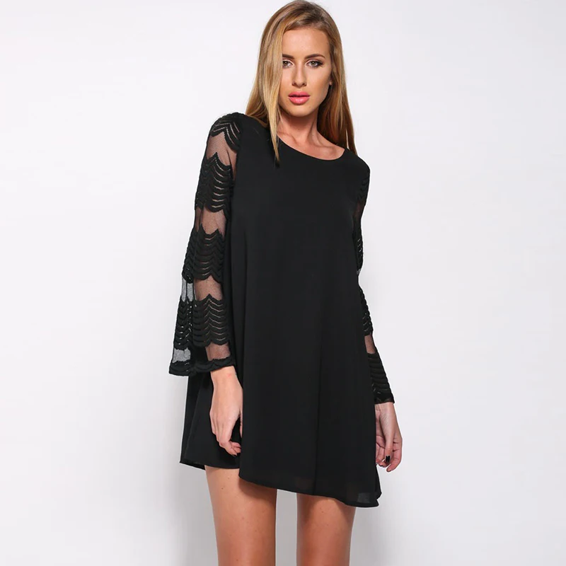 Летнее платье 2018 Повседневное плюс Размеры Женская одежда с длинным рукавом