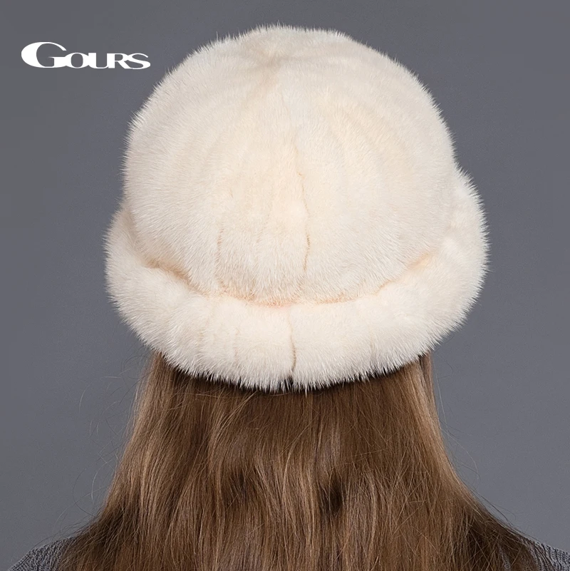 Gours натуральная кожа с натуральным норковым мехом шапка для женщин толстый