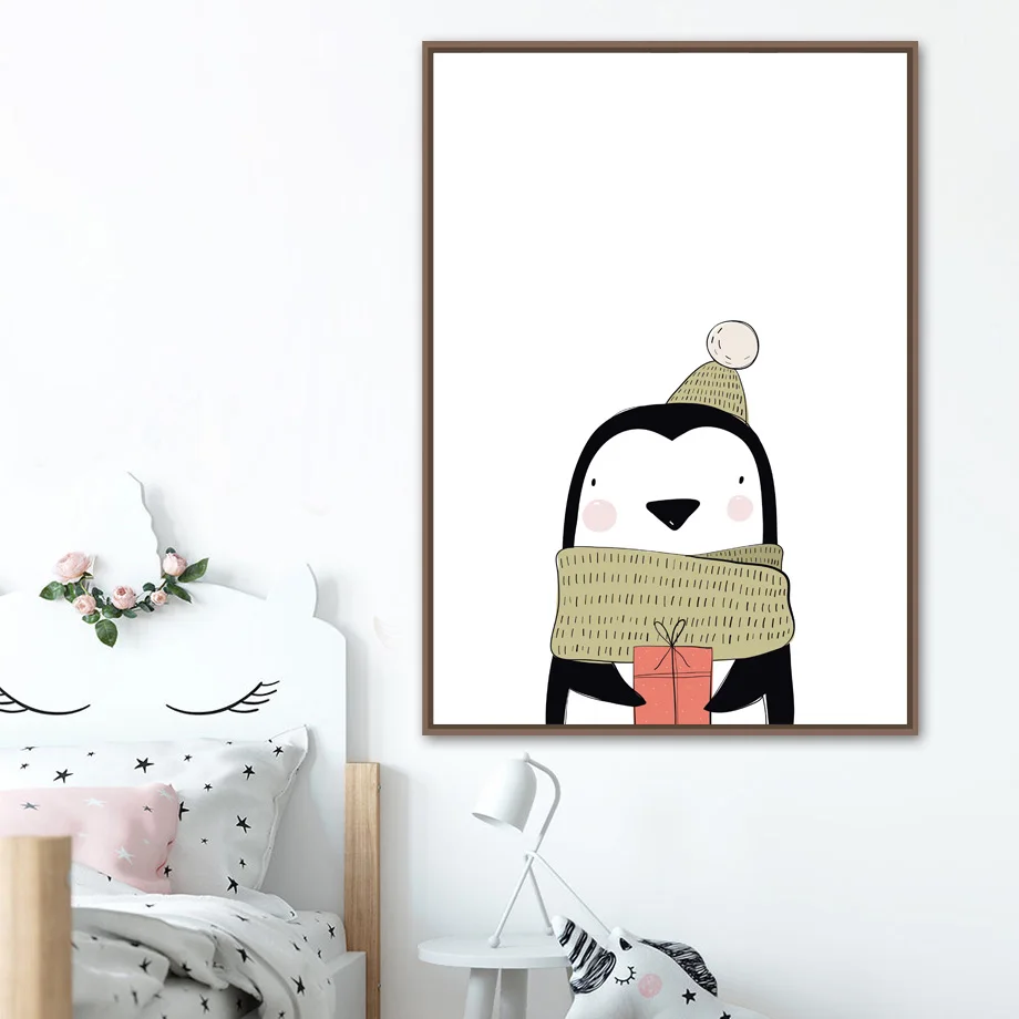 Медведь пингвин кролик милые животные скандинавские постеры и принты настенная