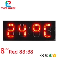 8 inch red color dispaly large outdoor waterproof led clock display sign with temperature display