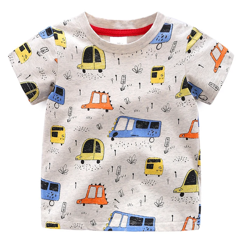 

2021 New Enfant Boys T-shirt Cotton Children Clothes Cartoon Car Summer Kids Boy Baby Fashion Tops Short Sleeve T-Shirt 2-6y