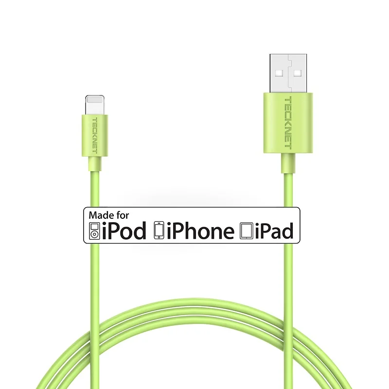 TeckNet кабель с сертификацией MFi 1 м USB зарядное устройство кабель для IOS10 iPhone XR X XS MAX 8 7 5 6 6S Plus 2.4A Быстрая зарядка кабель для передачи данных - Цвет: Green