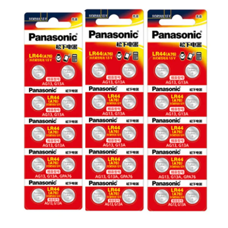 Аккумуляторы PANASONIC LR44 A76 AG13 0% Hg SR1154 357 LR 44 1 5 в 30 шт. аккумуляторы для калькулятора