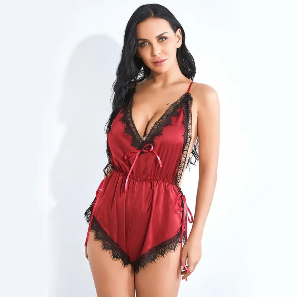 2019 женское сексуальное нижнее белье Ночное платье для сна Babydoll без рукавов с v