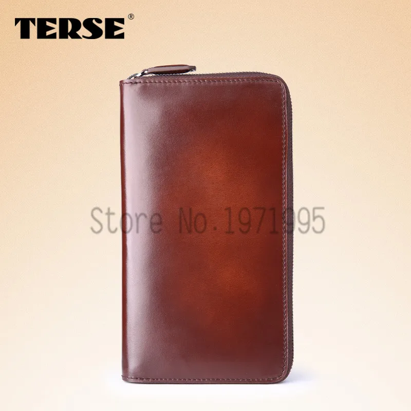 TERSE мужской кожаный кошелек деловые Длинные кошельки на молнии 6 цветов Роскошный