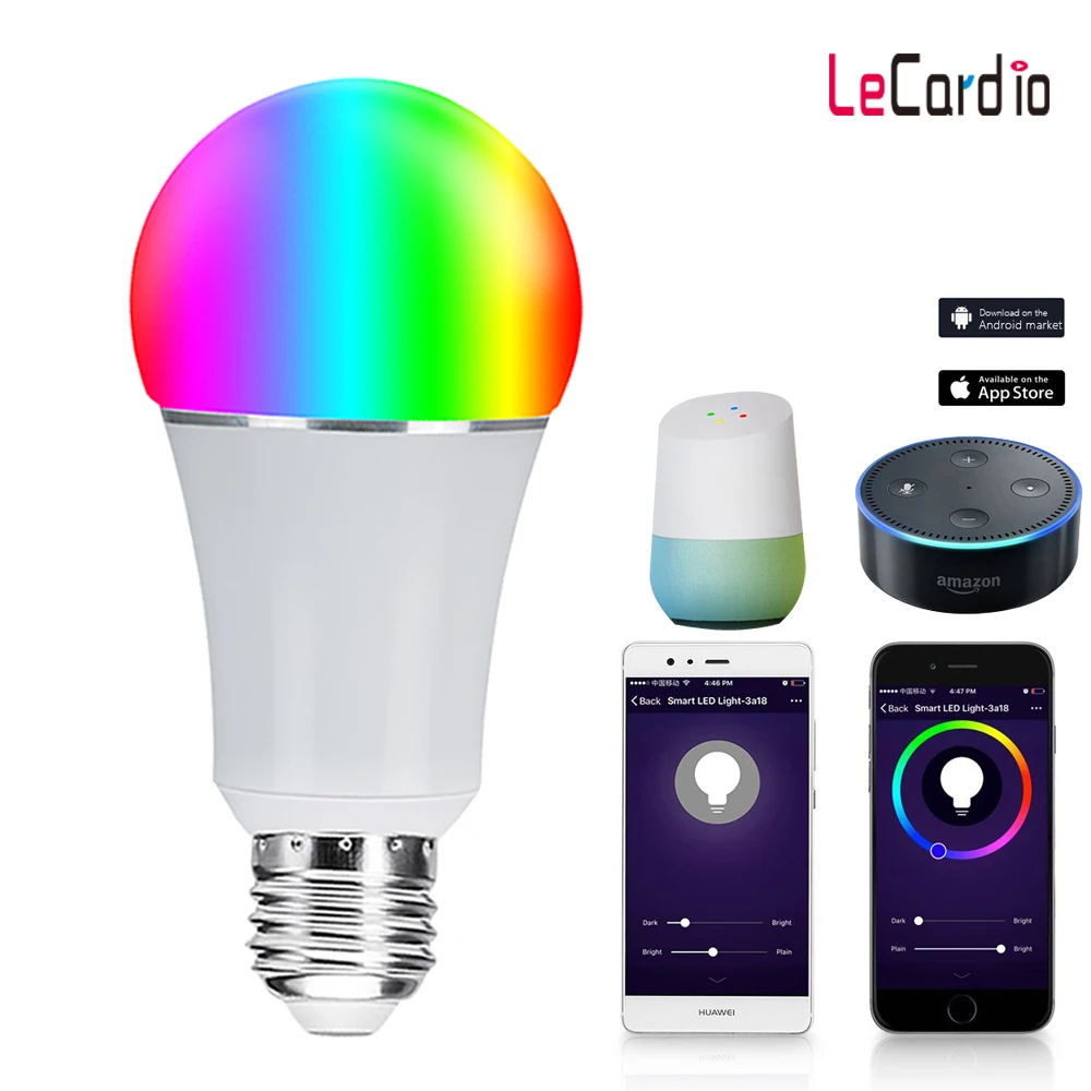 7 Вт RGB умная Wifi лампочка E27 E26 многоцветная Лампа StageLamp совместима с Alexa Google Home Assistant