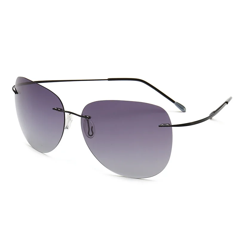 Fashion male Rimless Aviation Titanium POLARIZED Sunglasses Ultralight Driving women Brand Design Sun Glasses Oculos De Sol | Аксессуары