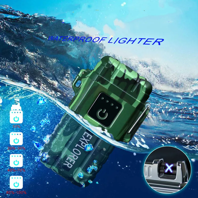 Новинка Водонепроницаемая USB плазменная сенсорная двойная дуговая зажигалка