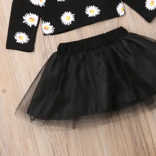 

2Pcs Newborn Baby Girls Floral Cotton Top Tulle Tutu Skirt Outfits Clothes Size 0-24M