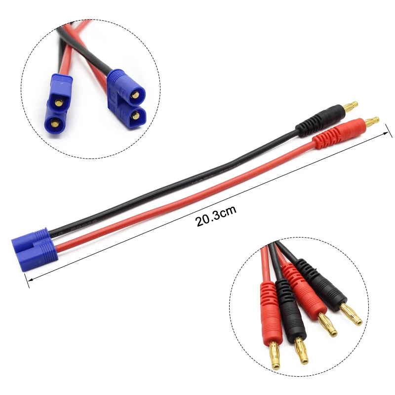 

100sets EC3 To 4.0mm Banana Connector Bullet Plug With 14 AWG Silicone Cable 150MM For DIY Lipo Battery RC Power SupplySolar