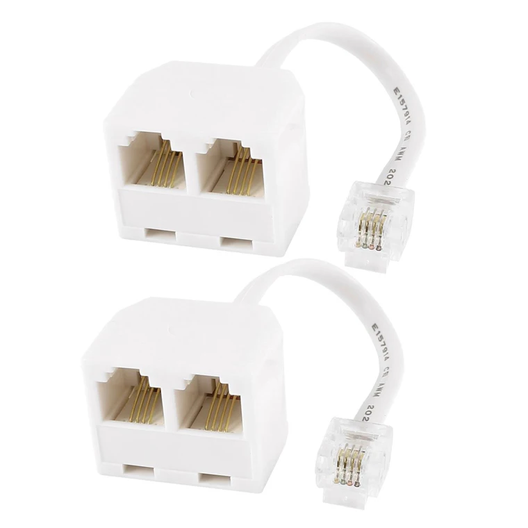 WSFS горячий 2шт 6P4C RJ11 двойной женский к мужскому телефонному кабелю сплиттер