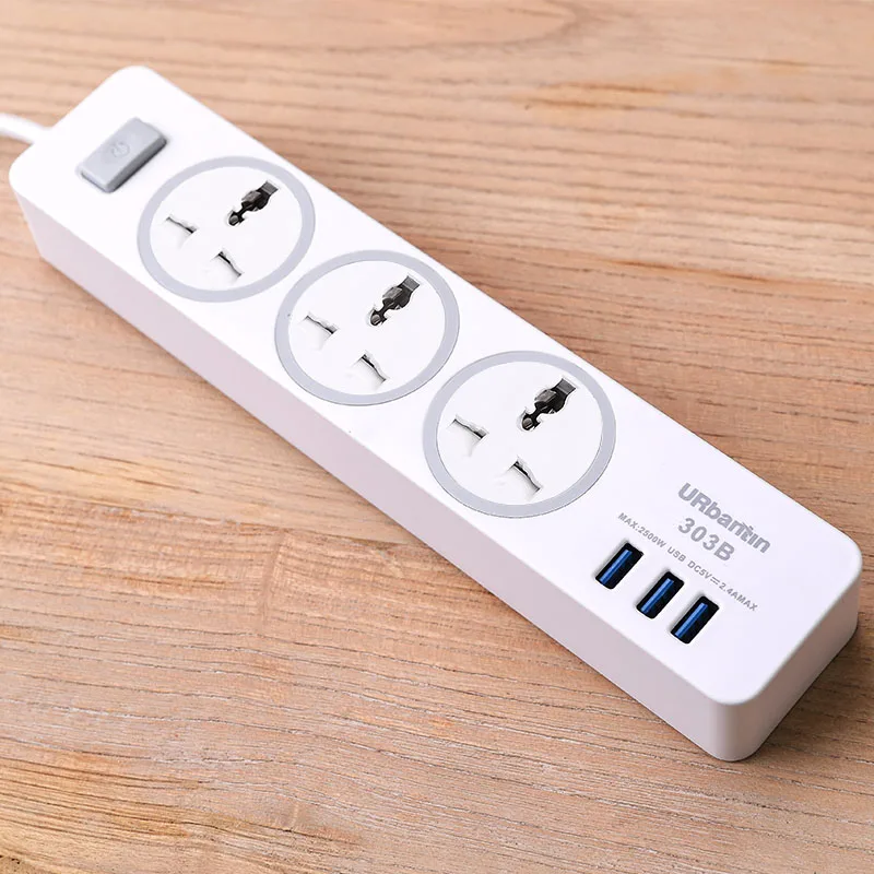 303B WHITE Urbantin USB силовая полоса умная вилка Быстрая зарядка USB Универсальная Розетка с EU UK AU US вилка мульти штепсельная силовая полоса - Цвет: 303B WHITE