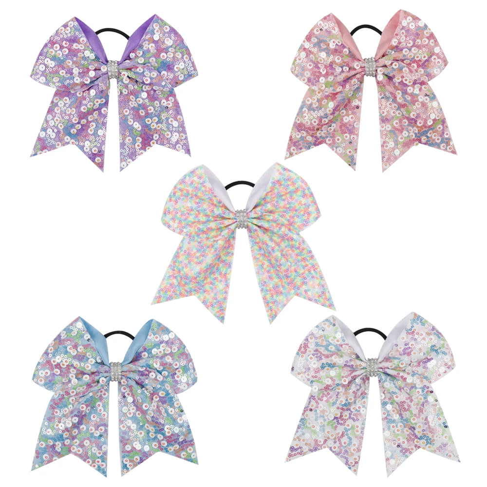 Аксессуары для волос CN Cheer Bows девочек радужная Женская лента эластичная повязка