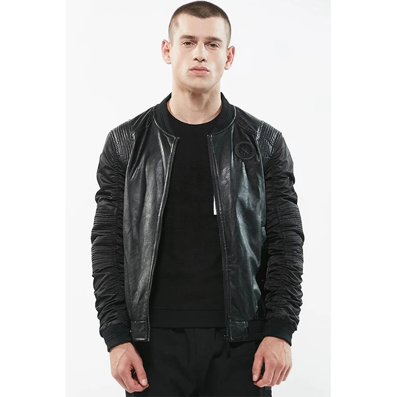 Мужская кожаная куртка бомбер модные повседневные куртки авиаторы из