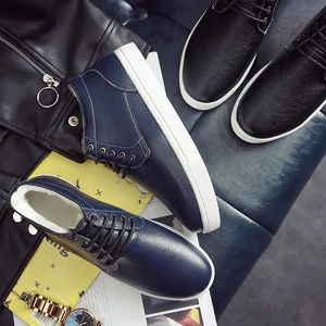 2018 модная зимняя теплая мужская повседневная кожаная обувь с высоким берцем мужская кожаная обувь из хлопка мужская обувь на плоской подошве со шнуровкой большой размер 37-48