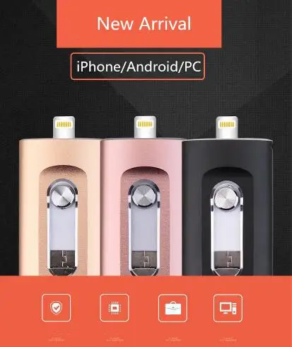 Новый iOS USB флэш накопитель 3 в 1 OTG 32 ГБ/64 Гб/128 ГБ/256 ГБ Pendrive металлический 64 для iPhone