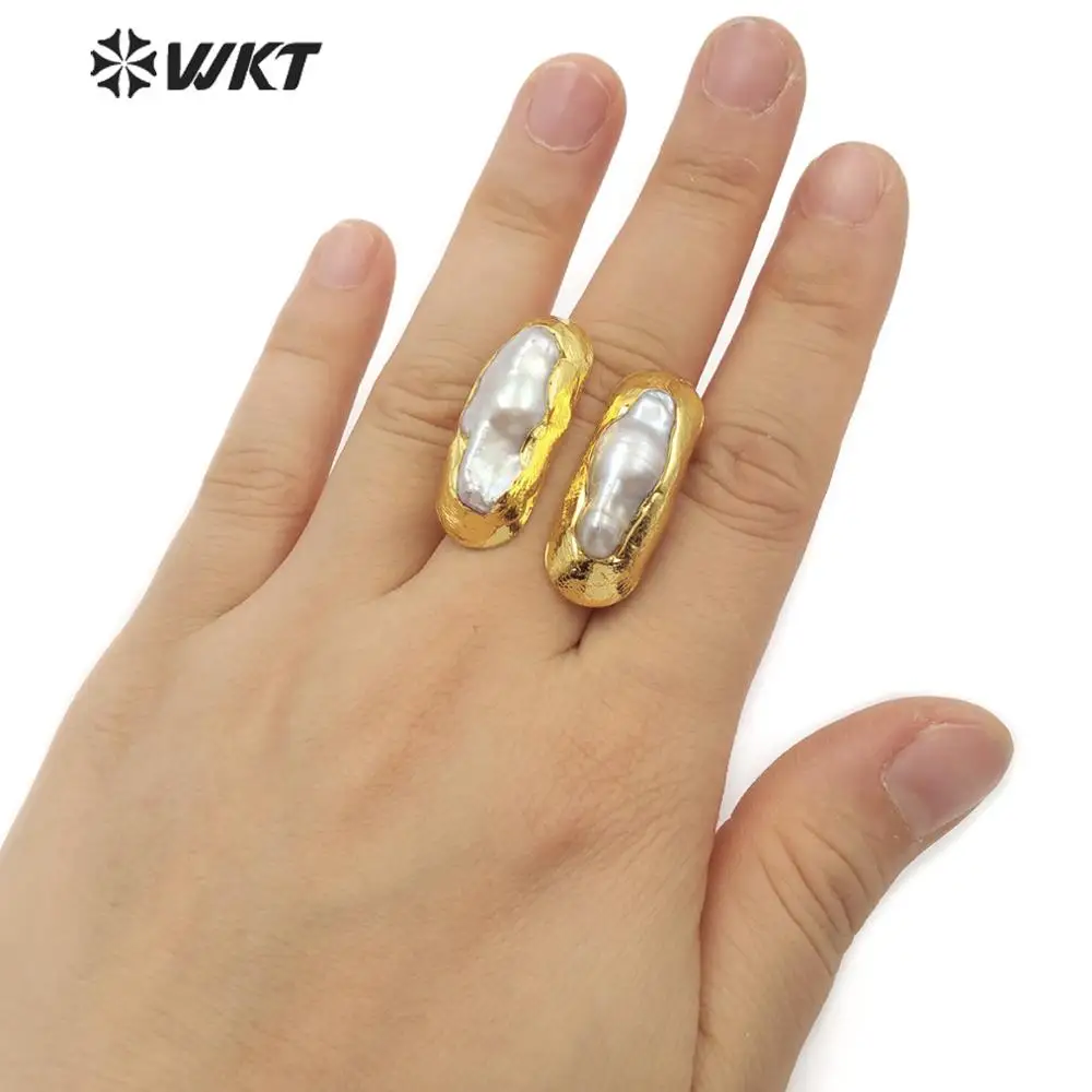 WT-R332 wholesale pearl rings fashion double high quality freshwater ring for women jewelry making | Украшения и аксессуары