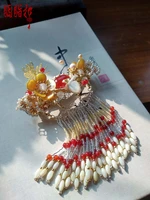 colored glaze hua nong chun shen series original vintage handmade hanfu hair accessories long tassels bride accessory