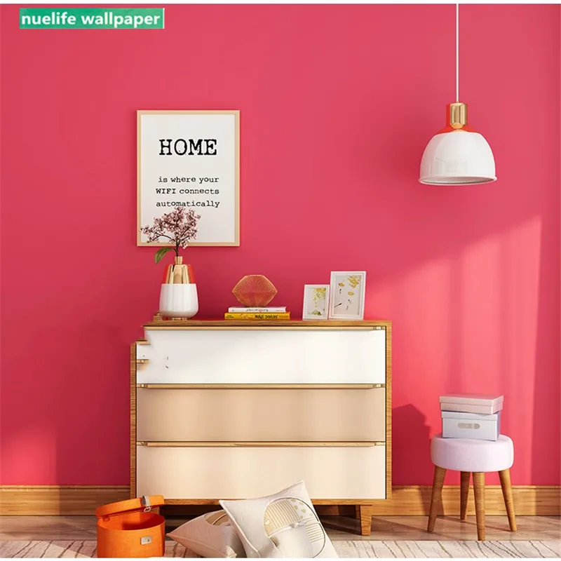 Персиково красные однотонные обои с рисунком для гостиной детской комнаты