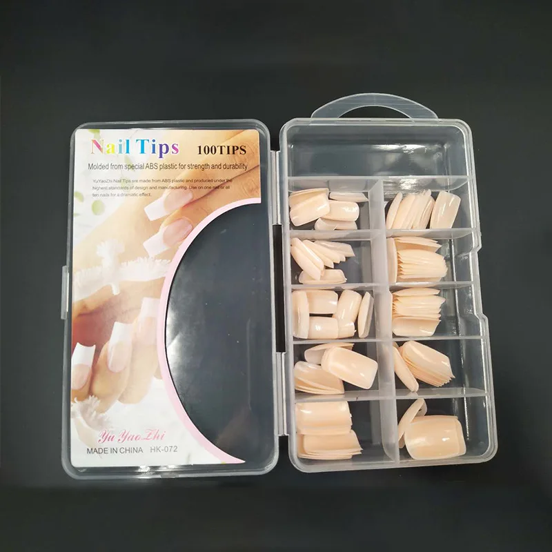 100 шт./лот телесный белый полное покрытие накладные ногти французский акриловый