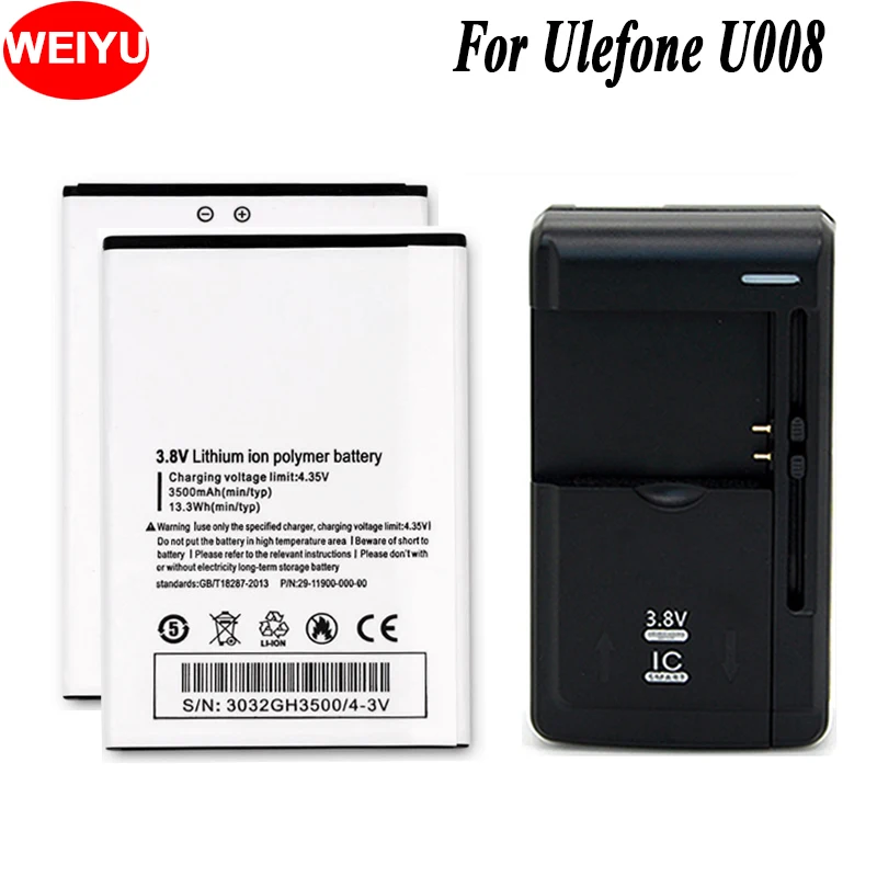 WEIYU 2 шт. для Ulefone U008 аккумулятор телефона 3500 мАч Высокая емкость сменные батареи +