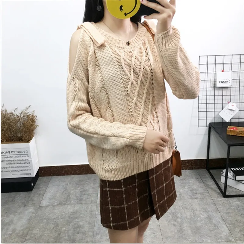 Six Senses свитер для женщин бантом леди с открытыми плечами вязаный пуловеры осень