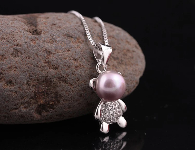 Подлинный экземпляр ожерелья с кулоном медведя 8 9 мм пресноводного жемчуга