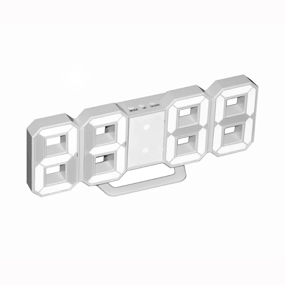 

3D Digital Wall Clock Led Electronic Alarm Clock Large Digits for Easy Viewing Brightness adjustable for light Sleeper USB Power
